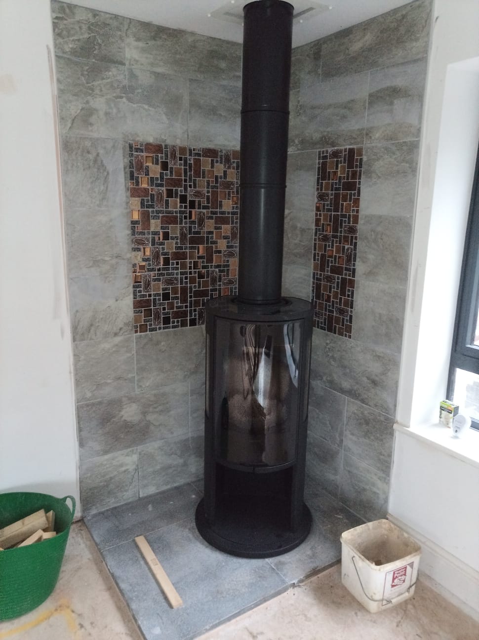 Wood Burner Mosaic Feature